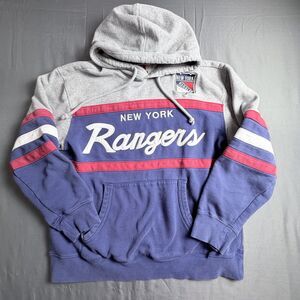 Mens Mitchell & Ness NHL NY Rangers Hockey Large Sweatshirt Embroidered Stitched